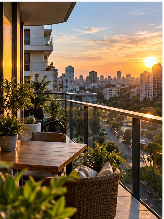 Balcón al atardecer, imagen de ambientación
